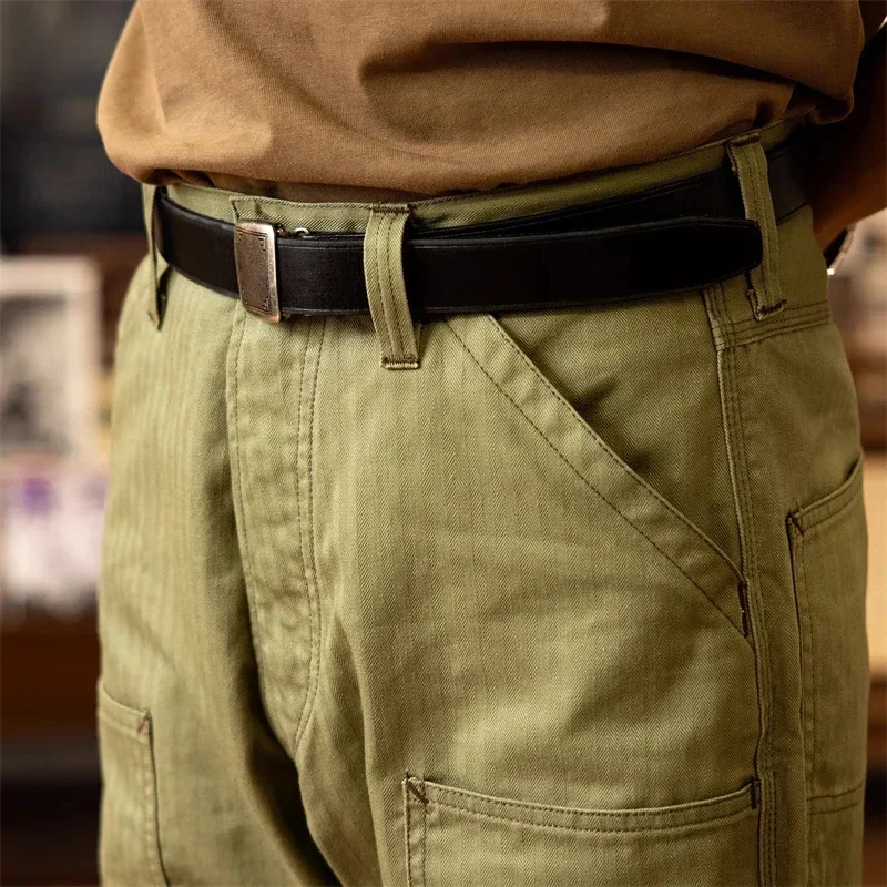 Red Tornado Derrickman Chinos Vintage Workwear สไตล์ Double-Knee กางเกงมอเตอร์ไซค์