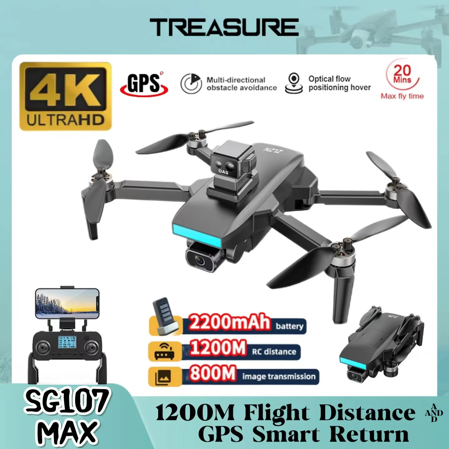 SG107 MAX Dron 5G WIFI GPS 4K HD podwójny aparat FPV Quadcopter profesjonalny przepływ optyczny Rc Dron