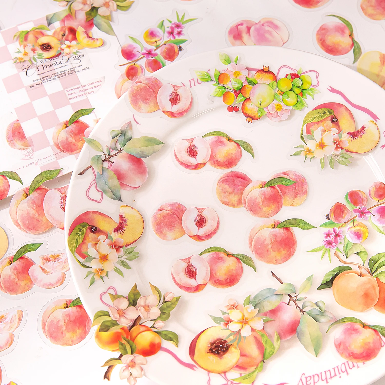 40pcs/pack Flowers Fruits PET Stickers DIY Scrapbooking Decor Photo Album Creative Stationery Collage Materials Stickers