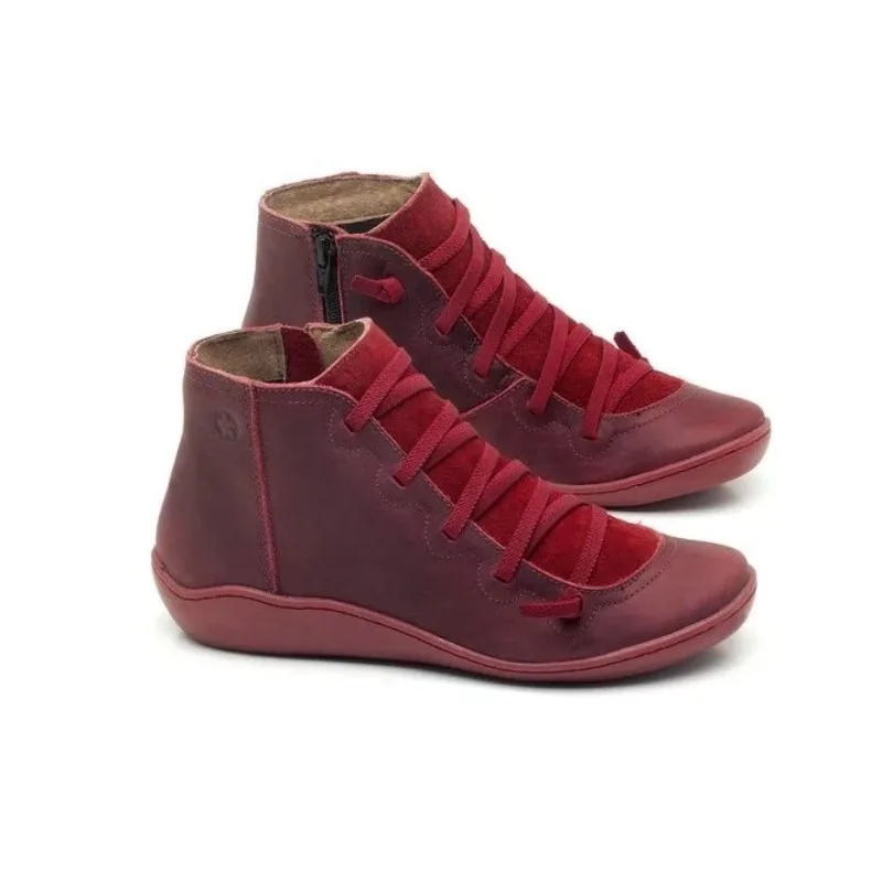 New Women's Winter Snow Boots Spring Flats Retro Ankle Boots  Leisure Lace Up Women Fur Short Boots for Women 2025 Bota Feminina
