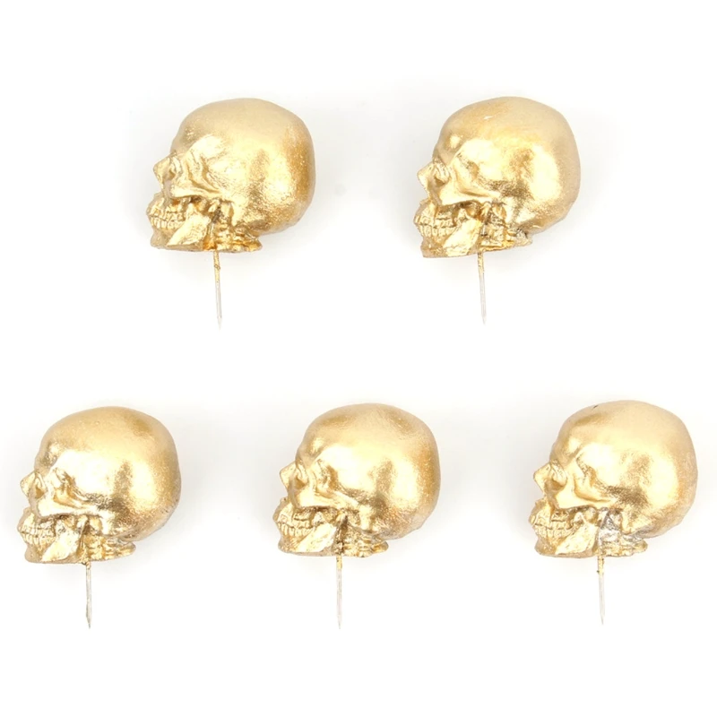 5 ชิ้น/กล่อง Resin Skull Thumbtack Drawing Pins Pushpin Cork Board Photo Wall แผนที่เครื่องหมาย School Supply