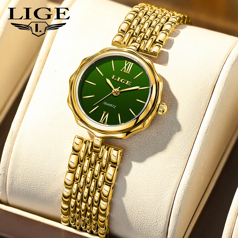 

LIGE 2025 новые элегантные женские часы, модные роскошные женские часы с ремешком из нержавеющей стали для женщин, женские водонепроницаемые часы reloj