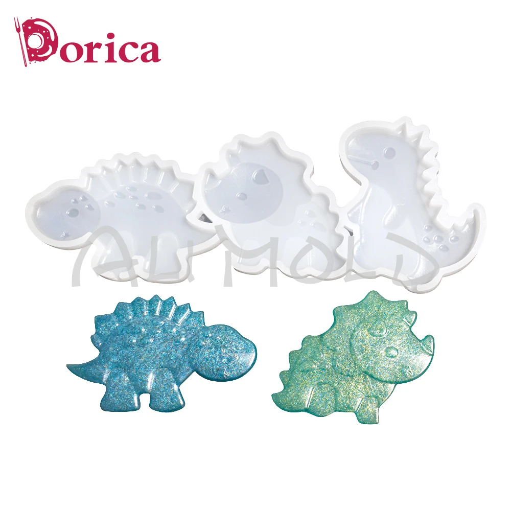 Dorica Dinosaurs Resin Epoxy Silicone Mold Diy Chocolate  Rattle Shaker Lollipop Mould Cake Decorating Tools Kitchen Bakeware