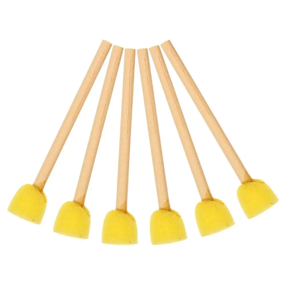 

6 Pcs Painting Brushes Round Wood Handle Sponge Brush Kids Supplies Easy Clean Reusable Round Sponge Paint Brush Kids