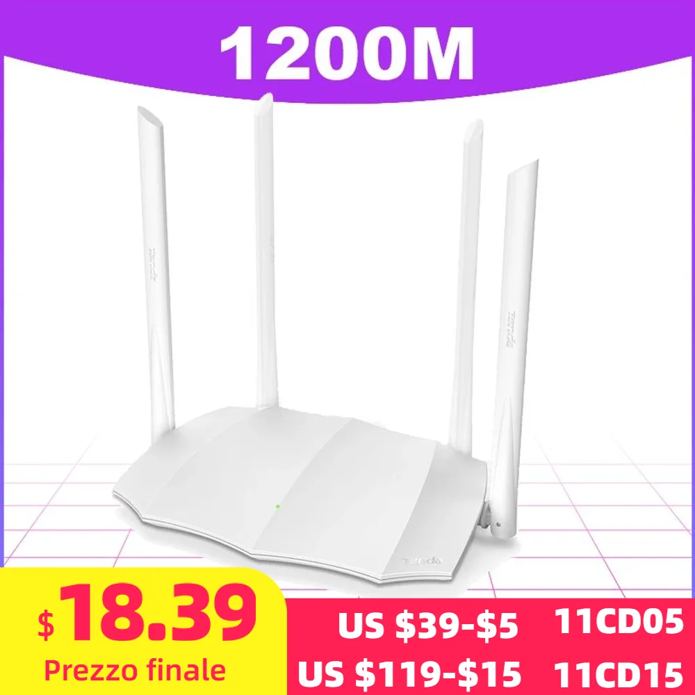 Tenda AC5 dwuzakresowy 5G Router domowy bezprzewodowy WiFi szybki zasięg sygnału 1200M wzmacniacz sygnału wi-fi punkt dostępu angielskiego