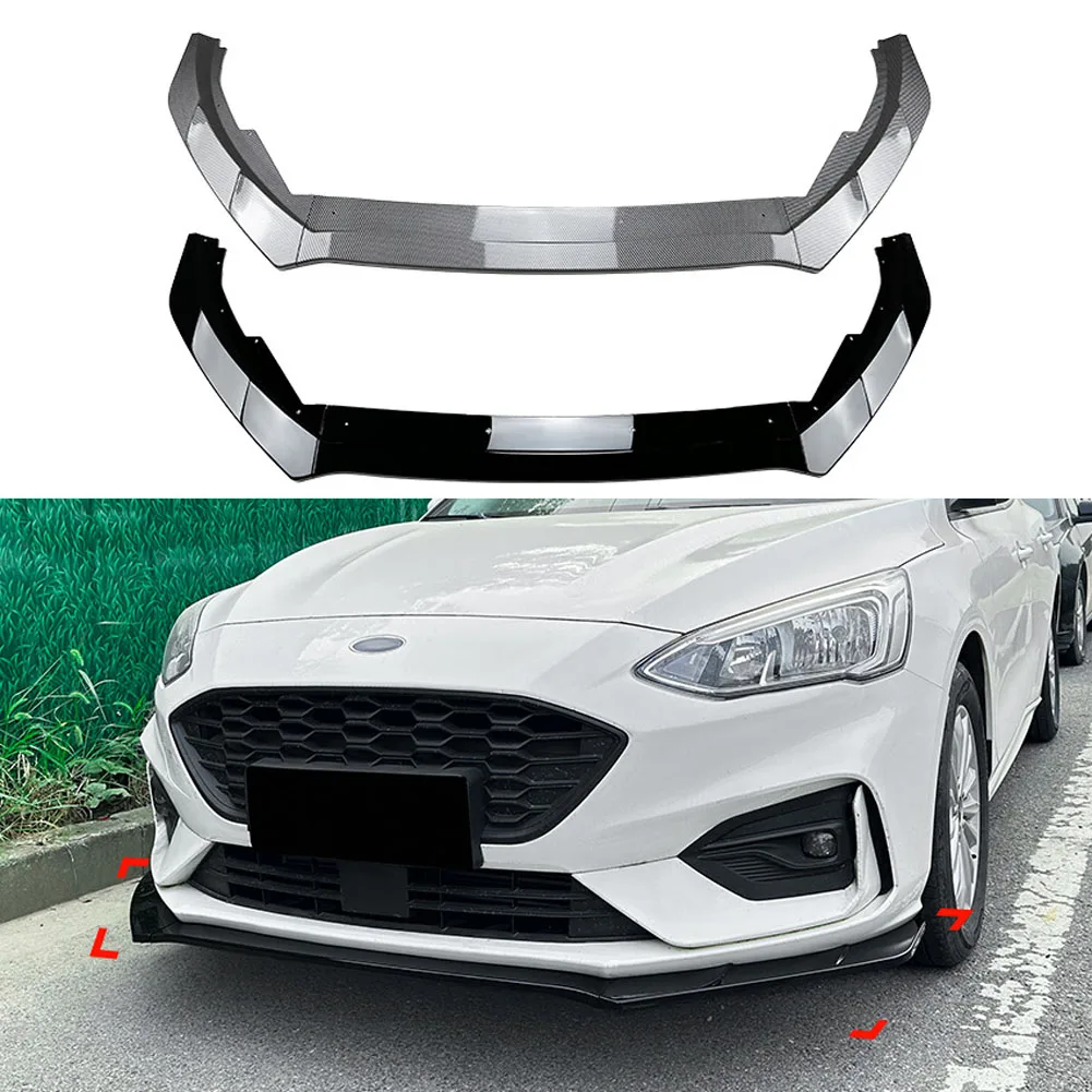 Three Stage Front Lip Splitter Spoiler Side Lower Splitters Body Kit For Ford Focus MK4 ST Line 2019-2022