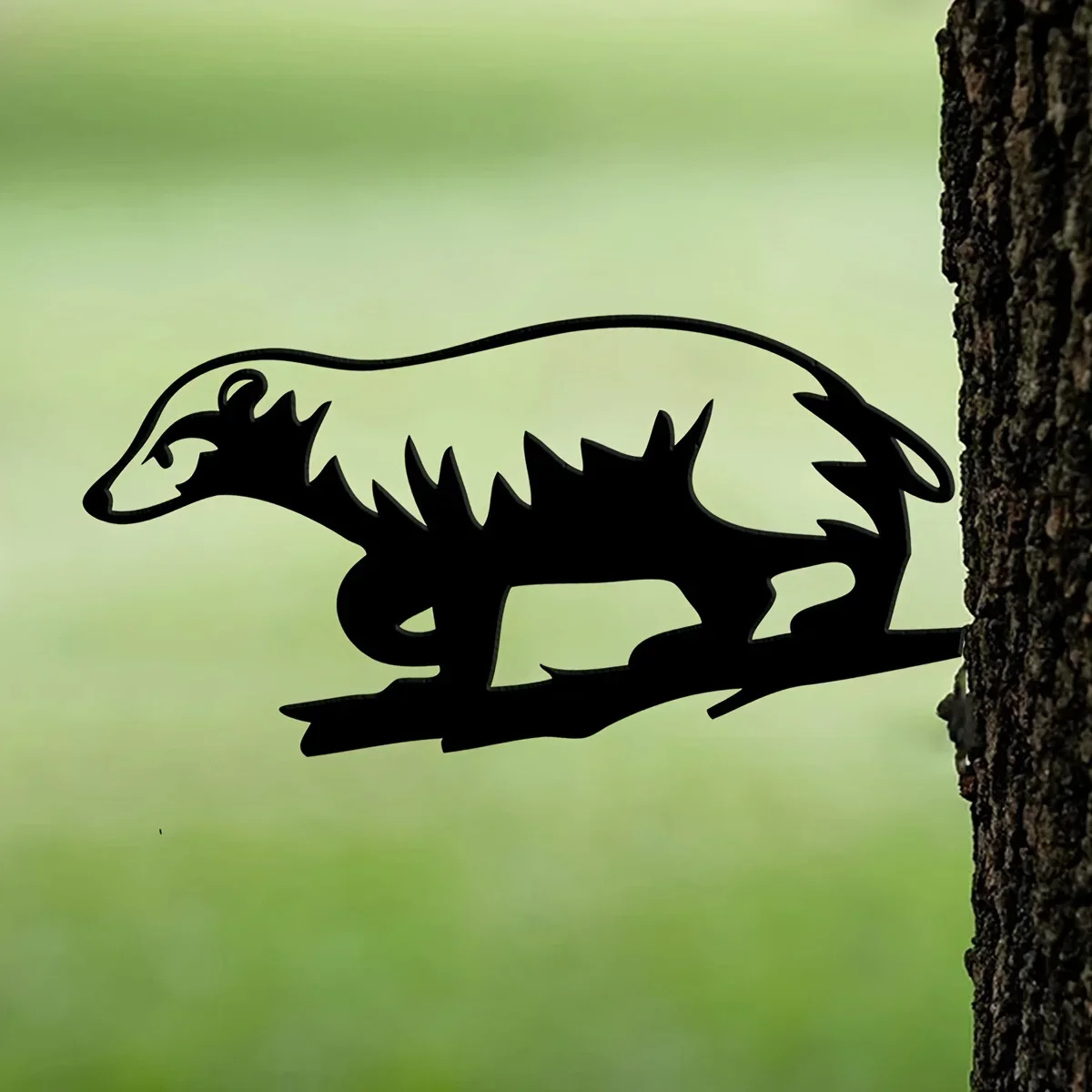 HelloYoung Metal Badger On A Branch Silhouette USA Steel Sign Cutout Rustic Home & Garden Decor Hammer Stake Housewarming Gift