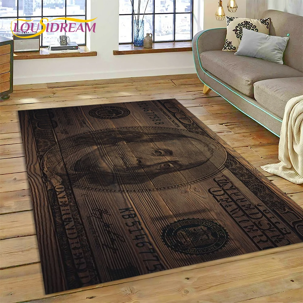 Rich Dollar Euro Pound Money 3D Cartoon Carpet Rug for Home Living Room Bedroom Sofa Doormat Decor,kids Play Non-slip Floor Mat