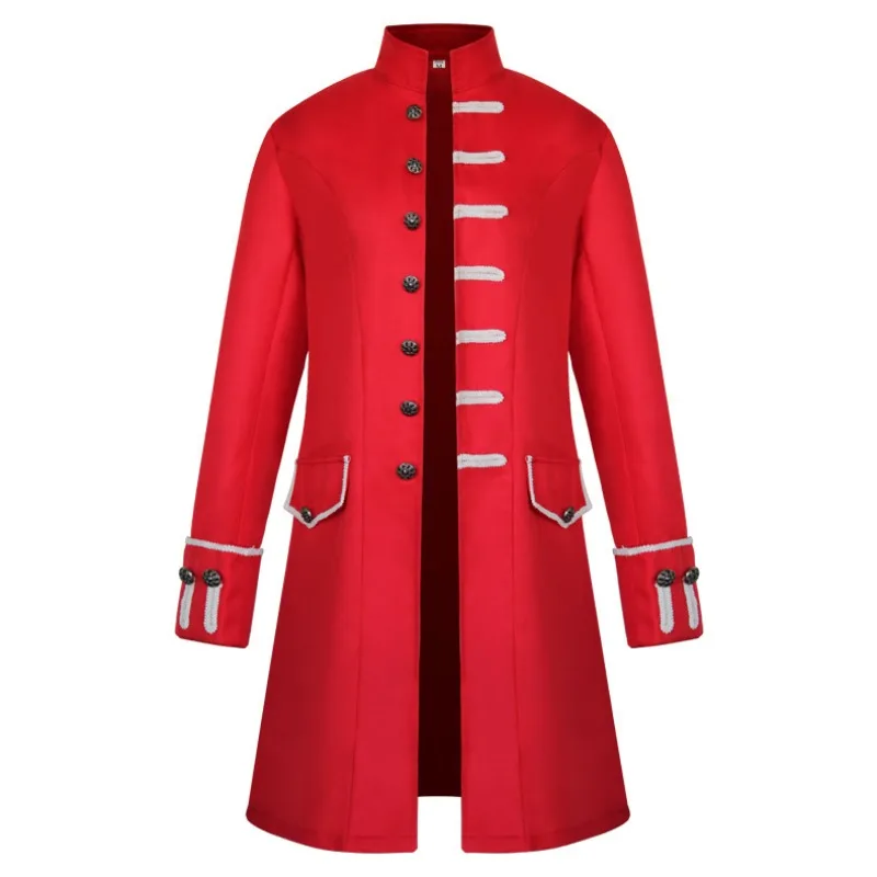 New Men's Coat Solid Color Fashion Steampunk Retro Men's Uniform Stand-up Collar Clothing