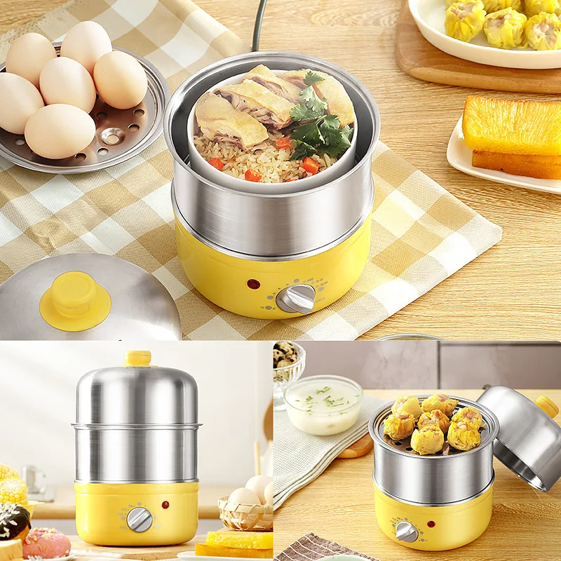 Double Time Egg Steamer, 304 Stainless Steel, Household Egg Breakfast Machine, Automatic Power Off