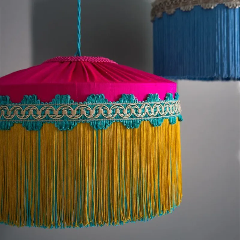 BeauVamp pendant light French vintage color tassel cloth lampshade E27 boho lamp Living Room Bedroom bar dining room lighting