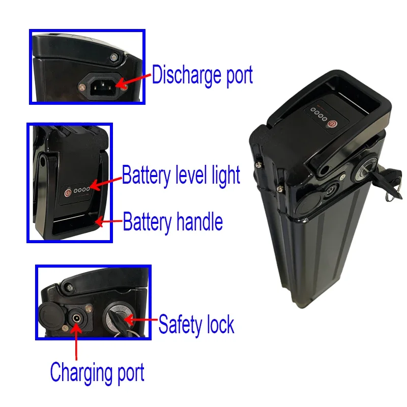 100% New 48V 10Ah/20Ah High quality Silver Fish Style batteria，500W 750W 1000W High-power 18650 Lithium ion battery pack