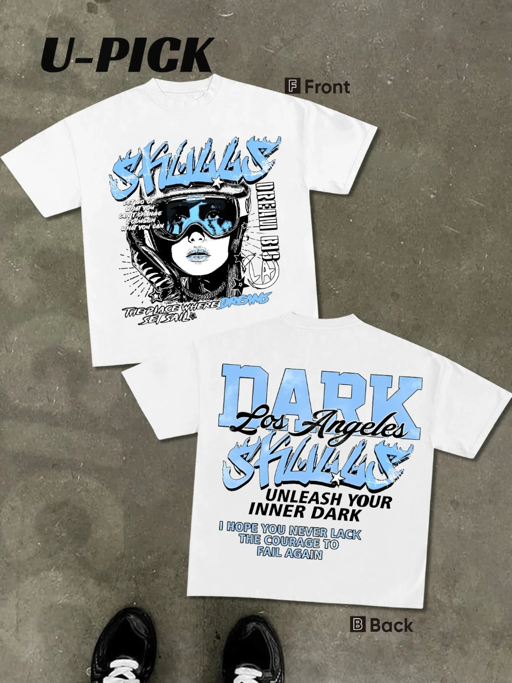 2026 Summer Men Vintage Dark Portrait T-shirt Oversized Short Sleeve Tee Retro Streetwear Hip Hop Loose Summer Cotton Top