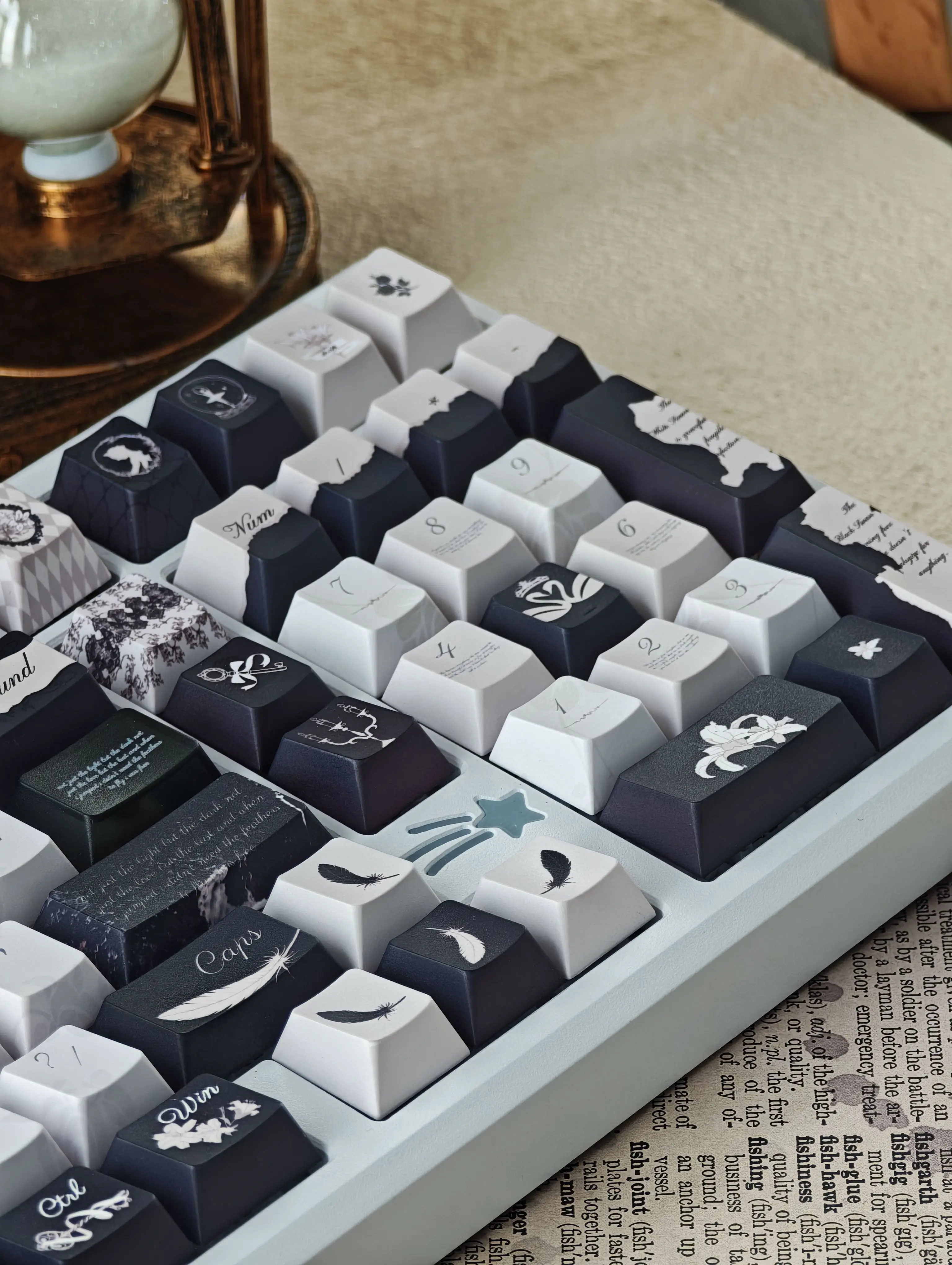 MAIMOOO Black White Grey Gothic Style Keycaps Ashes Dance Black PC Customized Cherry Heat Sublimation PBT DIY Keyboard Keycaps