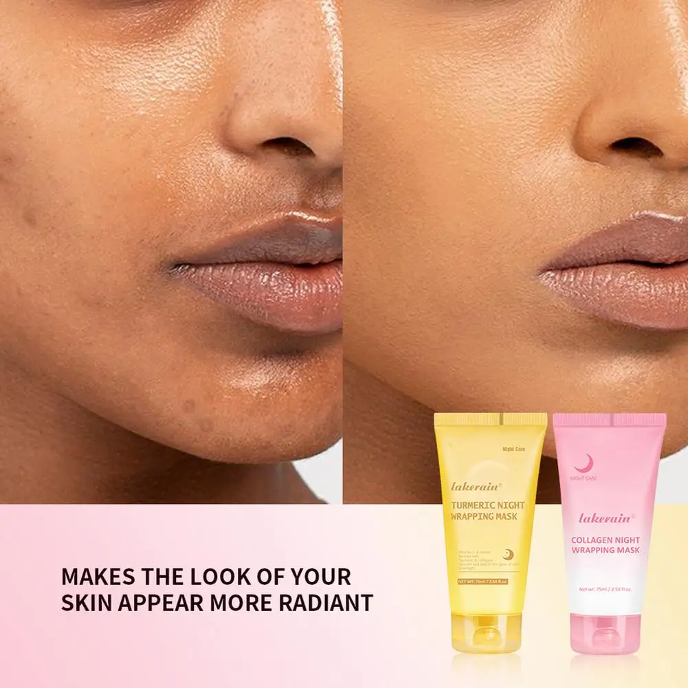 

Collagen Peel off Mask Deep Cleansing Pores Oil Control Turmeric Wrapping Night Face Mask for Brightening Rejevenation Skin G0F5