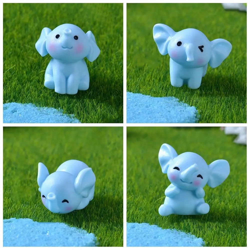 Mini Cute Elephant Ornaments DIY Cartoon Resin Animal Model 3D Elephant Micro Landscape Home Decor