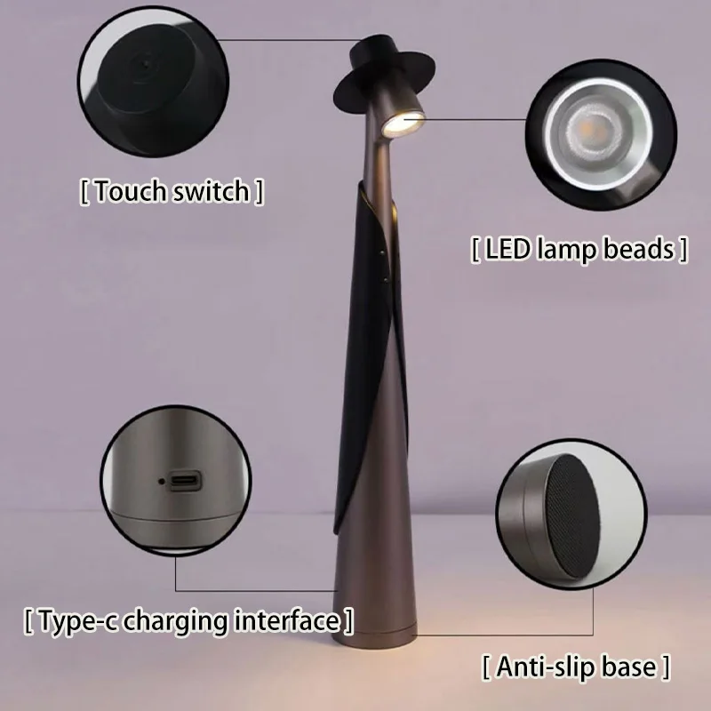 2025 New LED Rechargeable Desk Lamp Creative Living Room Study Lamp Top Touch Dimming Atmosphere Desktop Decoration Table Lamp