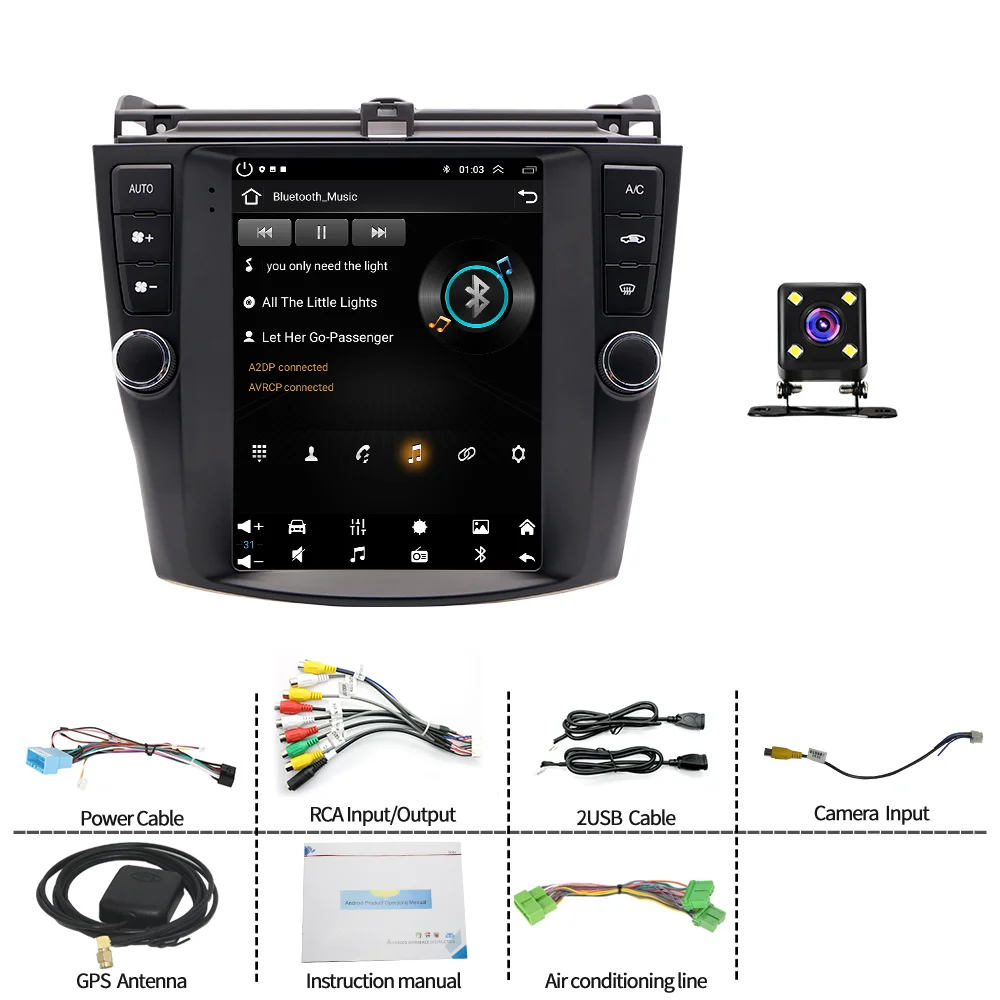 9.7in Android 15 Car Stereo Radio GPS Navigation Head Unit 2+64G for Accord 2003-2007 Support Wireless Carplay Android Auto Car Screen with  WiFi SWC DSP
