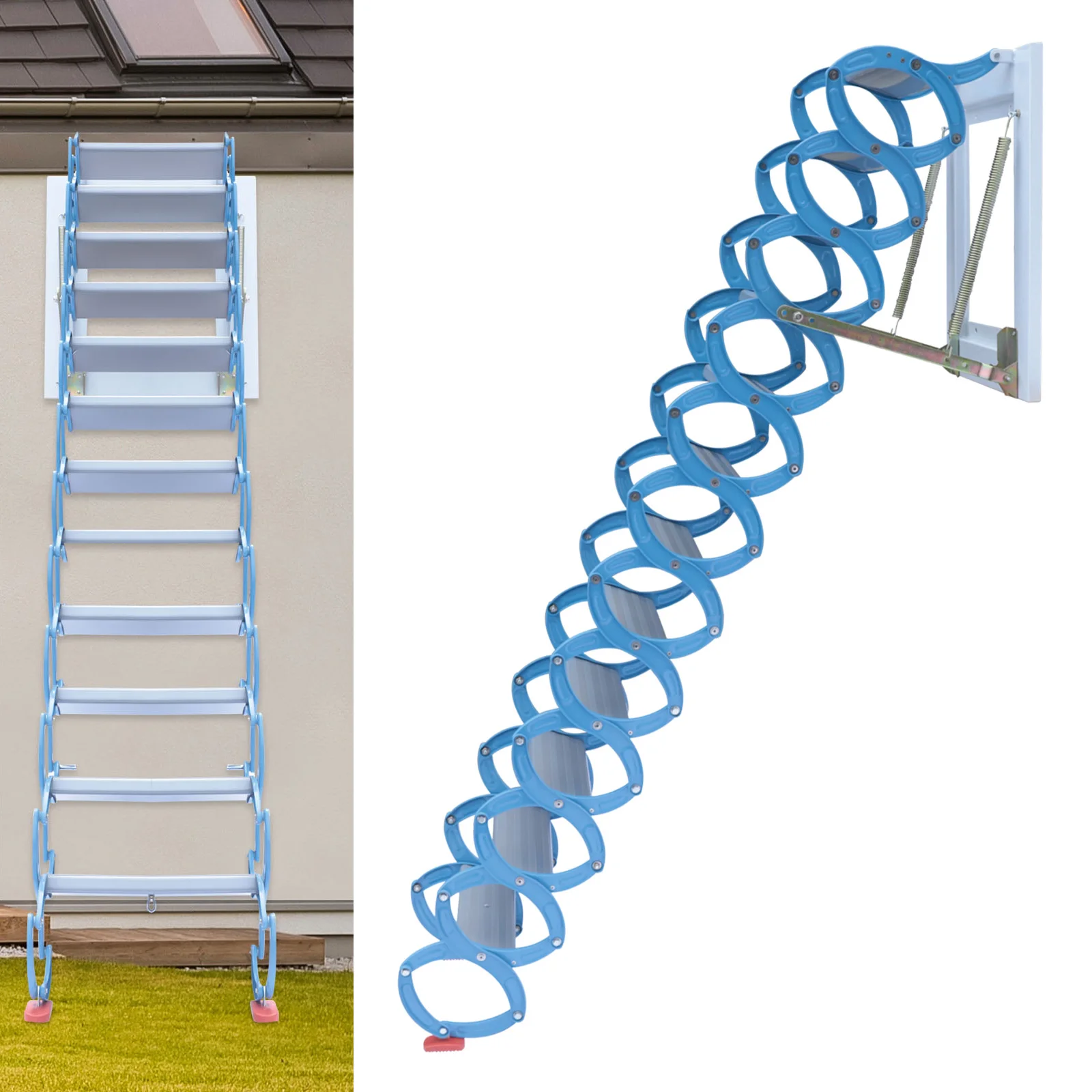 High-Load Capacity Wall-Mounted Attic Ladder – S-Shaped, Retractable, Easy to Use, Safe