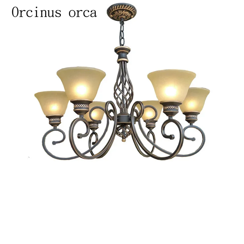 American style antique glass chandelier living room bedroom European luxury classic all copper chandelier  free shipping