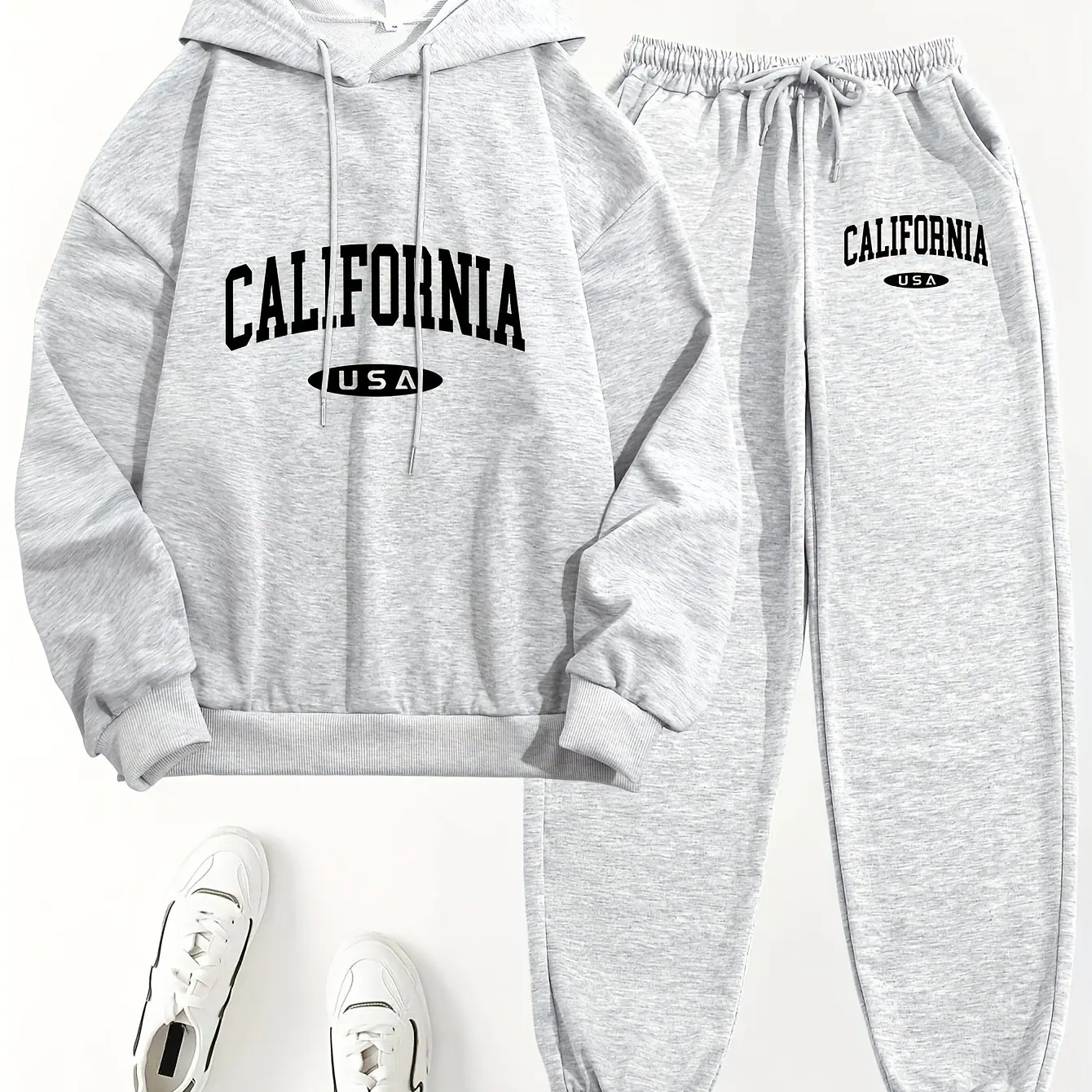 

Men's Women's Casual 2-Piece Set: Letter Print Hoodie and Jogger Pants. Machine washable sleeved suitable for spring and autumn
