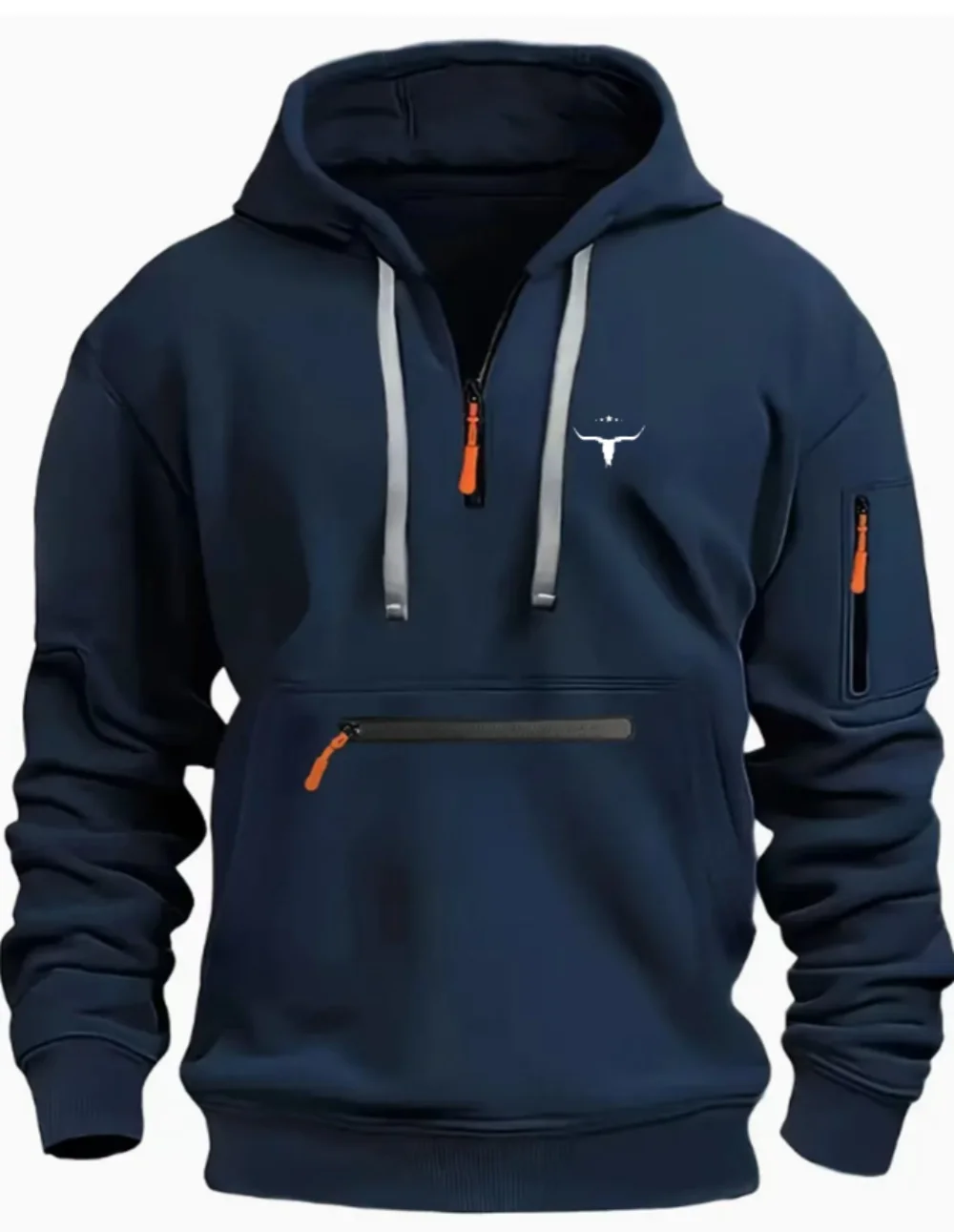 Herfst-winter herenmode herenmode outdoor hoodie met lange mouwen om een patroonritsontwerp van effen kleur top te creëren