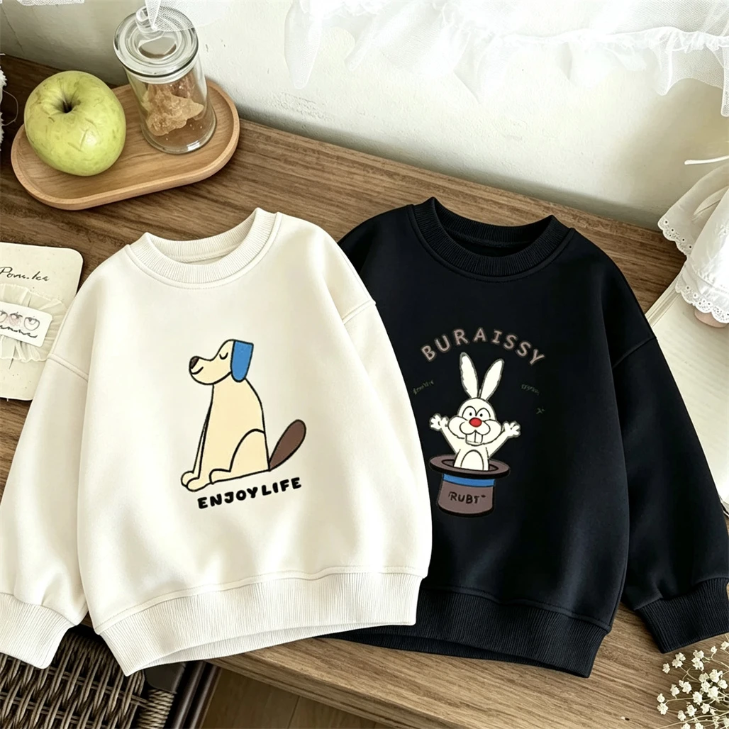 2 3 4 5 6Years Old Kid Cartoon Clothing Round Neck Pullovers Printing Long Sleeve Loose Casual Sweatshirts Simple Versatile Tops
