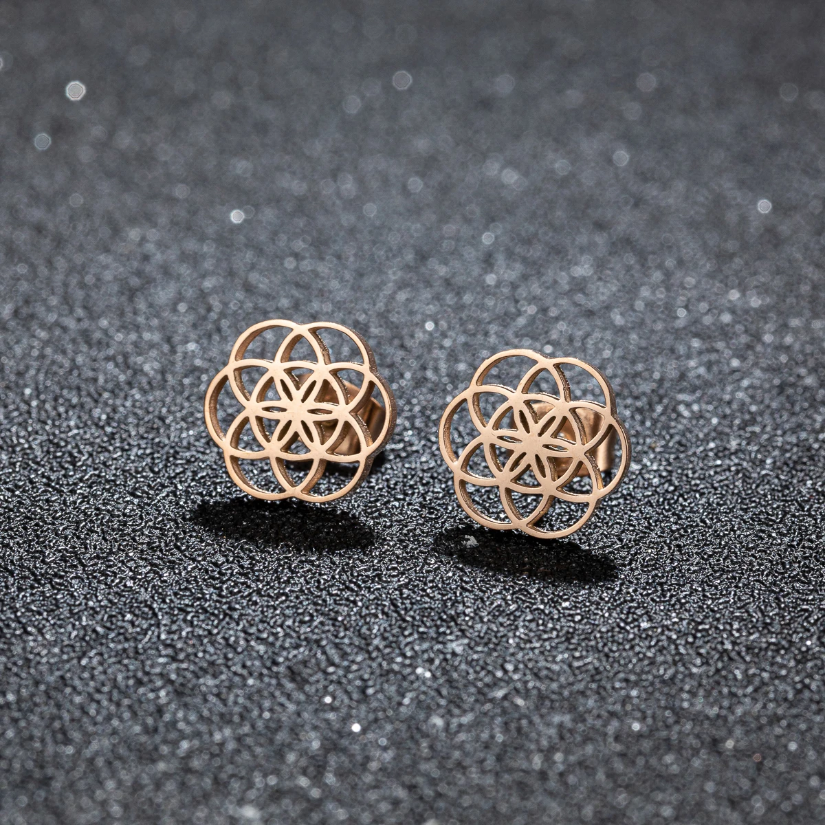 Golden Stainless Steel Small Flower Geometric Earrings For Women Fruit Strawberry Tiny Multiple Stud Earrings Korean Jewelry