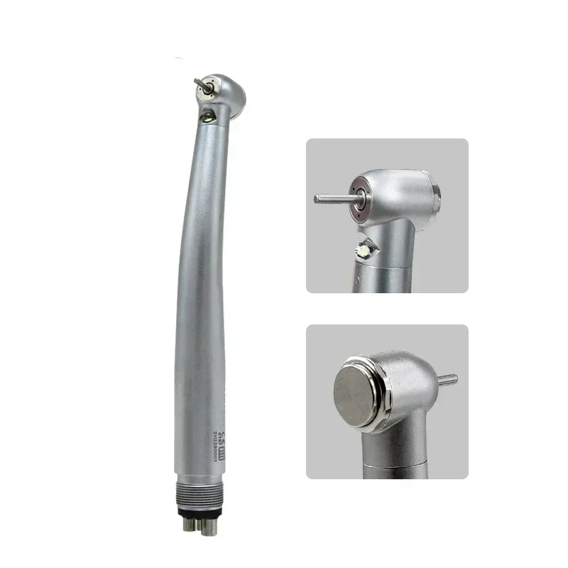 4Pcs/Kit LED High Speed Dental Handpiece Low Speed Kits With Lights E-generator Push Button 3 Water Spray 2/4 Holes