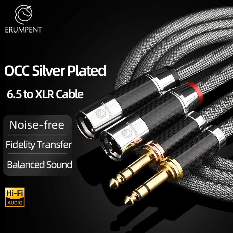 زوج واحد HiFi 6.35 مللي متر إلى XLR ذكر/أنثى كابل الصوت OCC سلك مطلي بالفضة لميكروفون ستيريو مكبر للصوت XLR إلى كابل 6.5 مللي متر