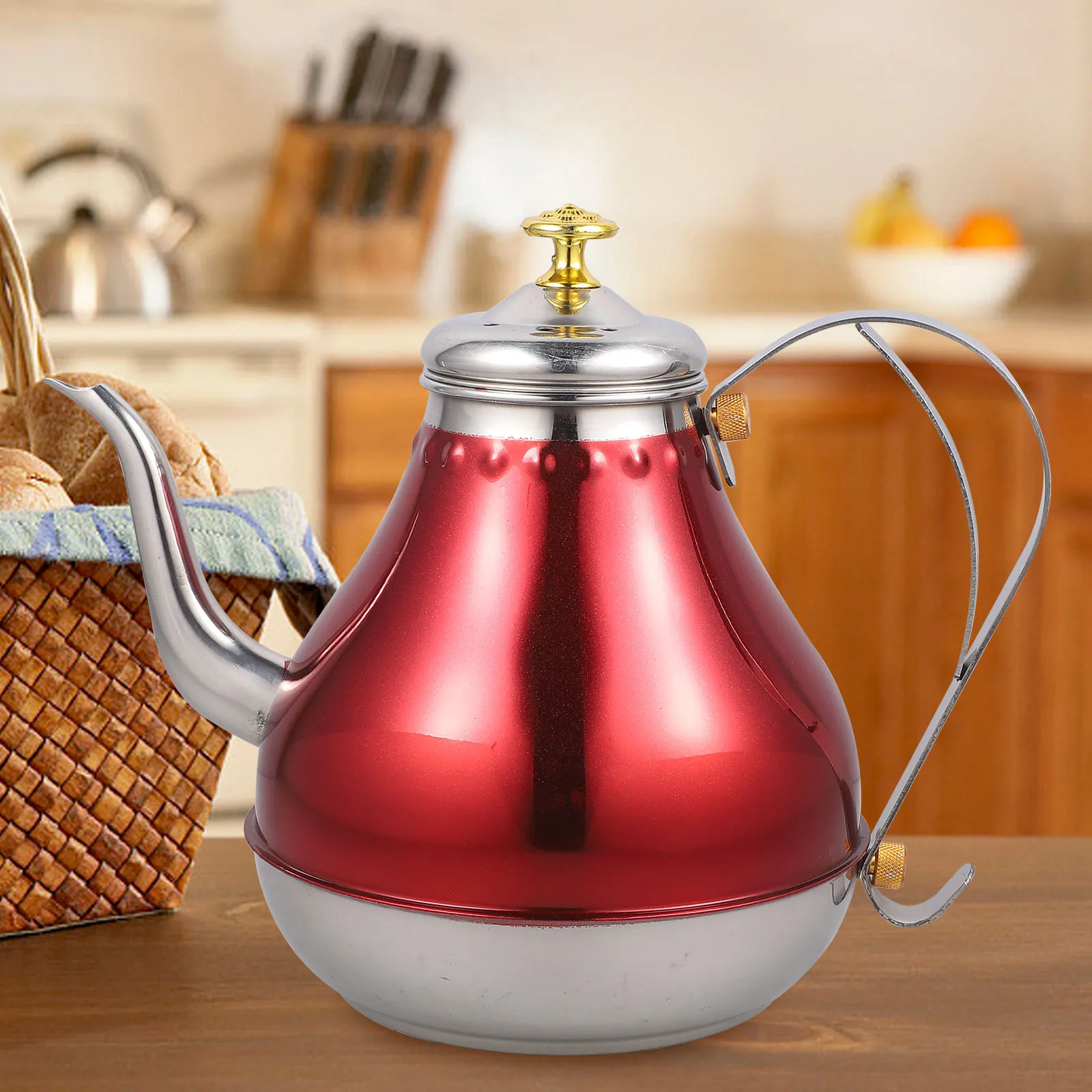 

Stainless Steel 1.8L Thickened Kettle Infuser Strainer Stainless Steel Home Teapot for Home Office Travel Modern Decor Tea