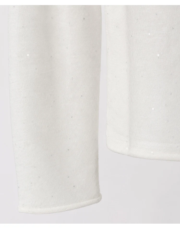 BY3521261 Damen Kaschmir-Mischgewebe Langarm-Strickshirt mit Stehkragen, Glitzergarn, Slim Fit, Leichtgewichtig, Herbstliches Alltags-Oberteil – Detail 17