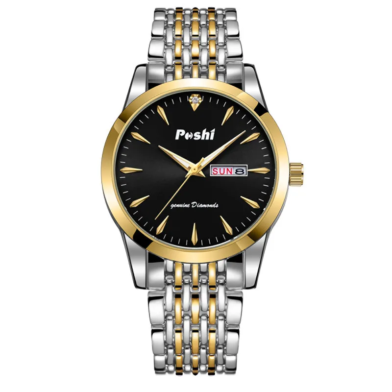 POSHI Relógio Masculino para Homem Relógios de Quartzo Relógio de Pulso Masculino Luxo Automático Mecânico Liga Pulseira Data Relógio de Negócios