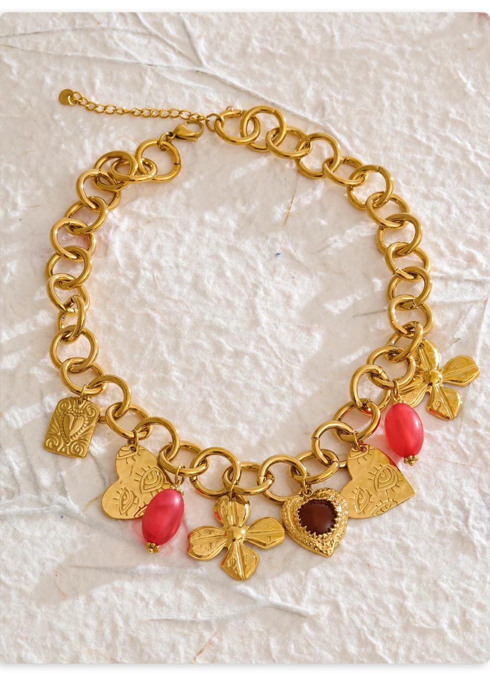 Yhpup Mode Acryl Harz Kirsche Blume Herz Sonne Anhänger Charms Halskette Edelstahl Goldene Handgemachte Schmuck Geschenk – Detail 2