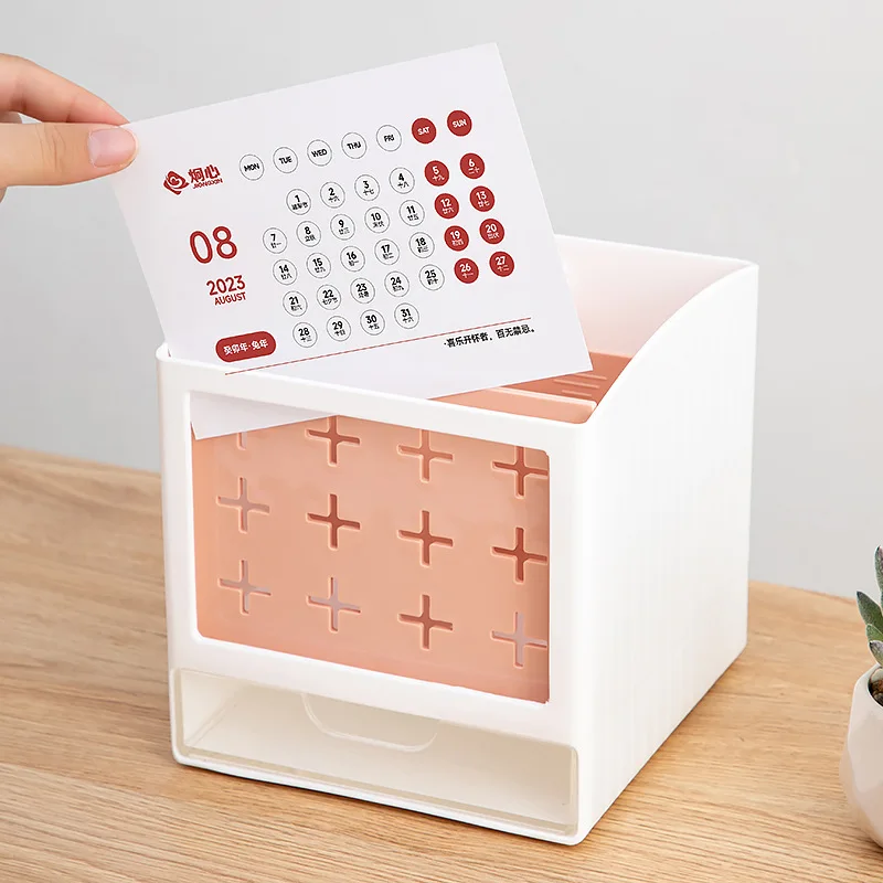 48 pieces Originality Box Eco- Friendly Organizer Box Pen Stand Holder Photo Box With Drawers Calendar Card  Plastic Pen Holder