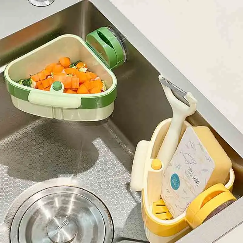 

Suction Cup Sink Strainer Basket Hands Food Residue Filter Dry - Wet Separation Kitchen Storage Organizer residue filter basket