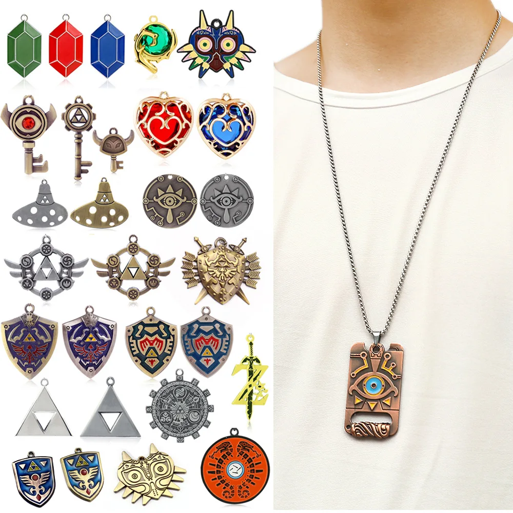Tears Of The Kingdom Pendant Necklace LoZ Breath Of The Wild Sky Sword Keychain Metal Pendant Choker For Men Women Souvenirs