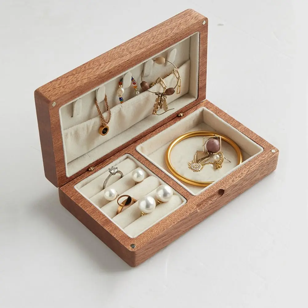 Magnetic Attraction Wooden Jewelry Box Holder Multi-function Earrings Storage Case Bracelets Organizer Jewelry Display Box