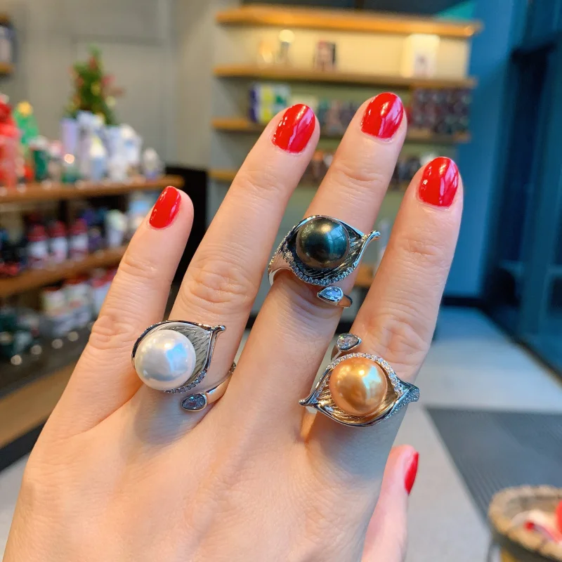

Australian Mother-of-Pearl Pearl Women's Ring Fashion Creative Jewelry Adjustable Ring Hand Hair
