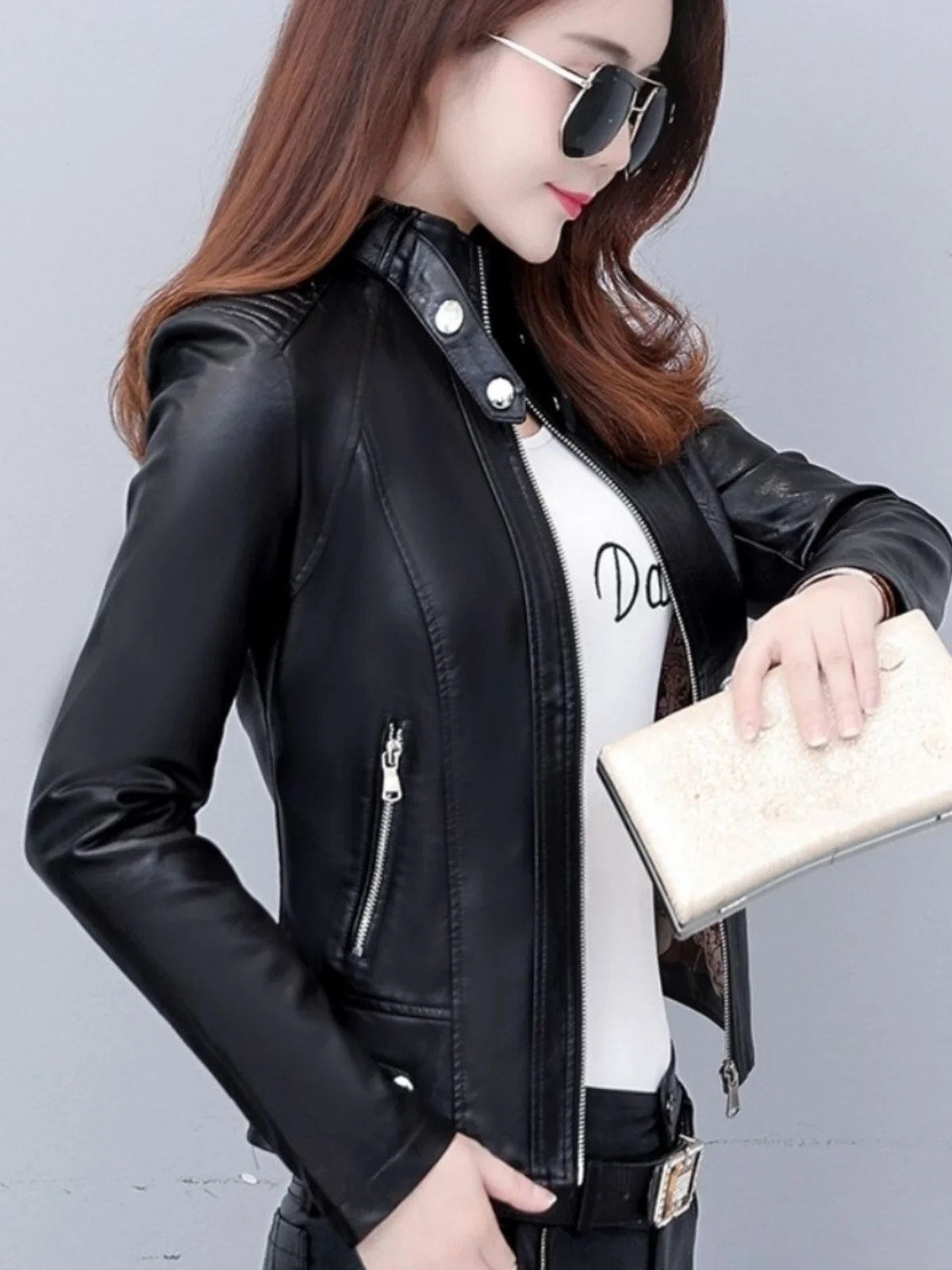 Faionable ort Leder Jaet Damen Slim Fit Younger Mom's Sle Herbst Winter Neuankömmling Sli Oberbekleidung Mantel