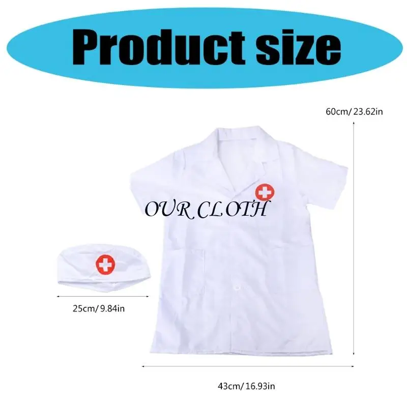 Kids Doctor Coat Set Children Cosplay Habillage Costume Doctor pour garçons Girls Y1ac