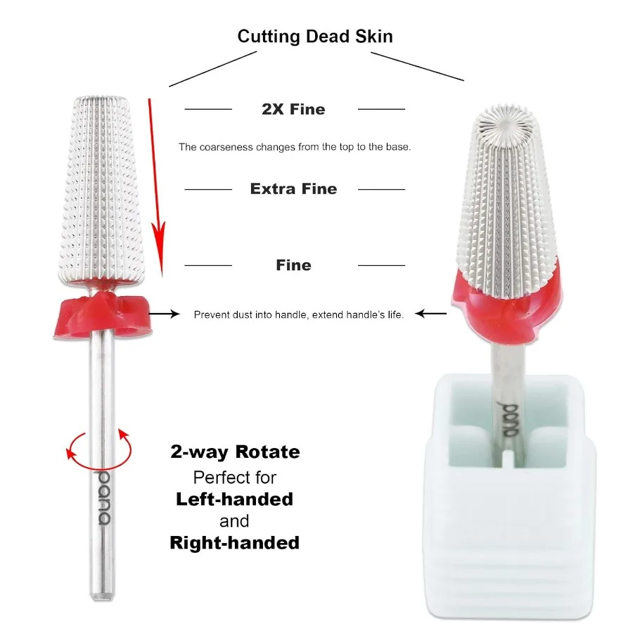 PANAネイルカーバイド5 in 1ビット両手回転式左右兼用アクリルまたはハードジェルの迅速除去3/32シャンクマニキュア