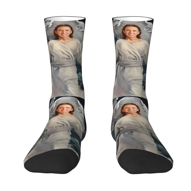 Cool Nicolas Cage Walking On Water Socks Women Men Warm 3D Print Funny Meme Sports Basketball Socks