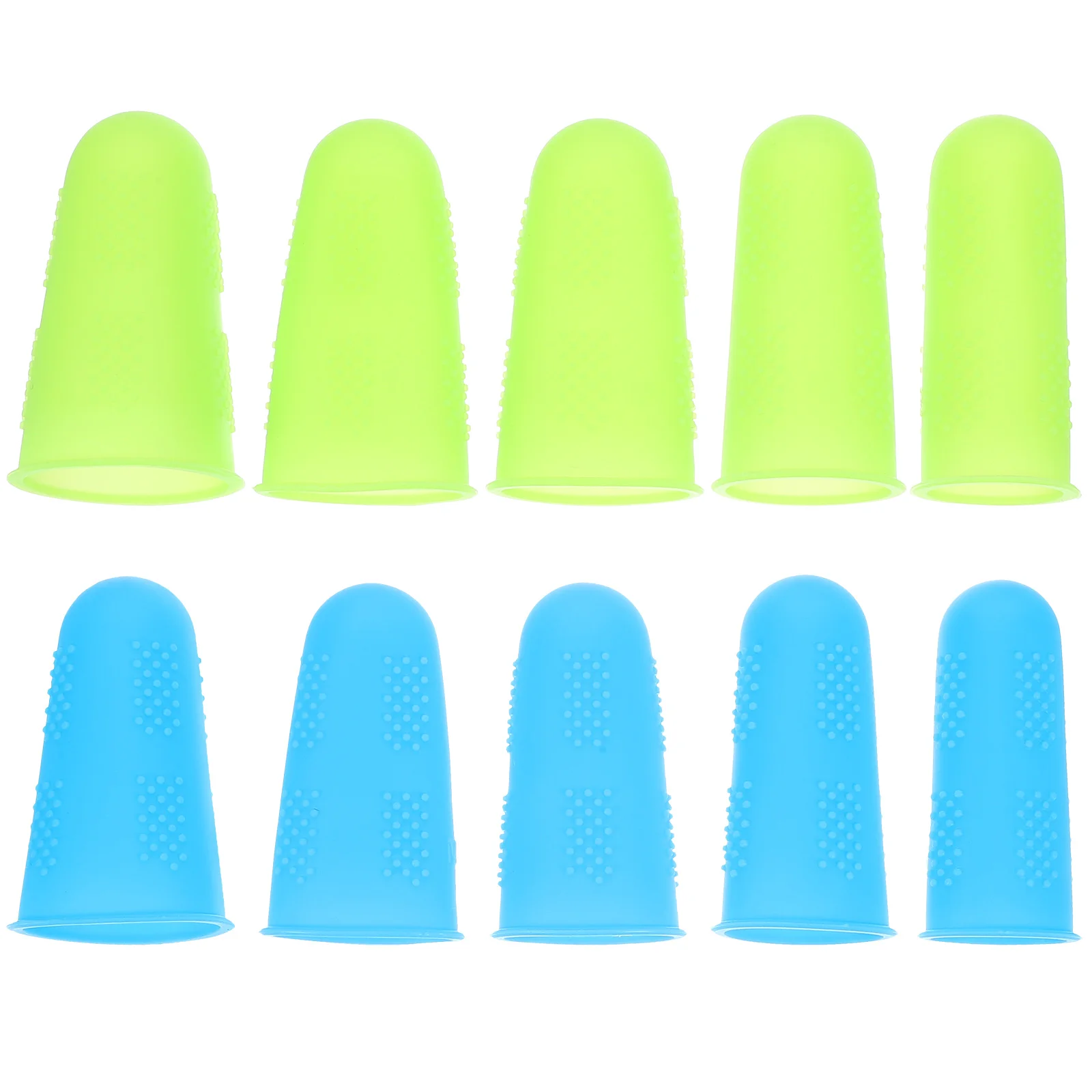 10pcs Silicone Finger Cover Anti-scalding Finger Protective Sleeves Non-slip Fingertip Cover for Men Women (Blue + Green)