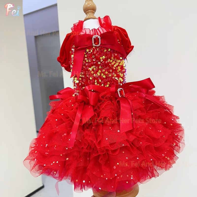 

Pet Clothes For Cat Dog Dress Original Detachable Long Short Two In One Festival Train Skirt Costume For Cat Dog Formal Gown