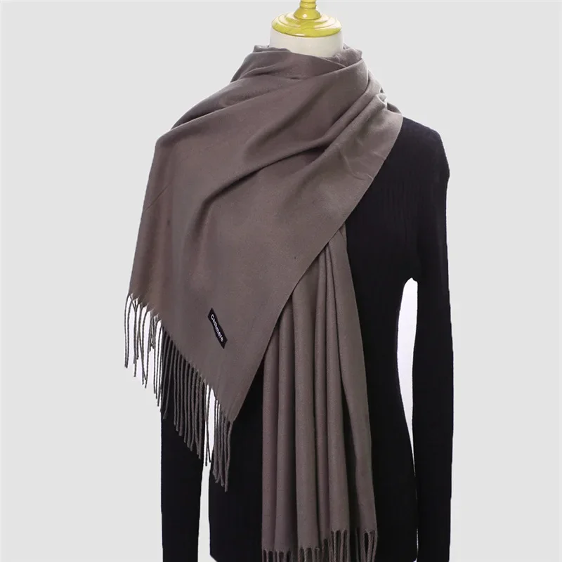 Autumn Winter Solid Imitation Cashmere Scarf for Men Women Tassel Intensification Warm Shawl Fashion Necklaces Wrap Long Scarves