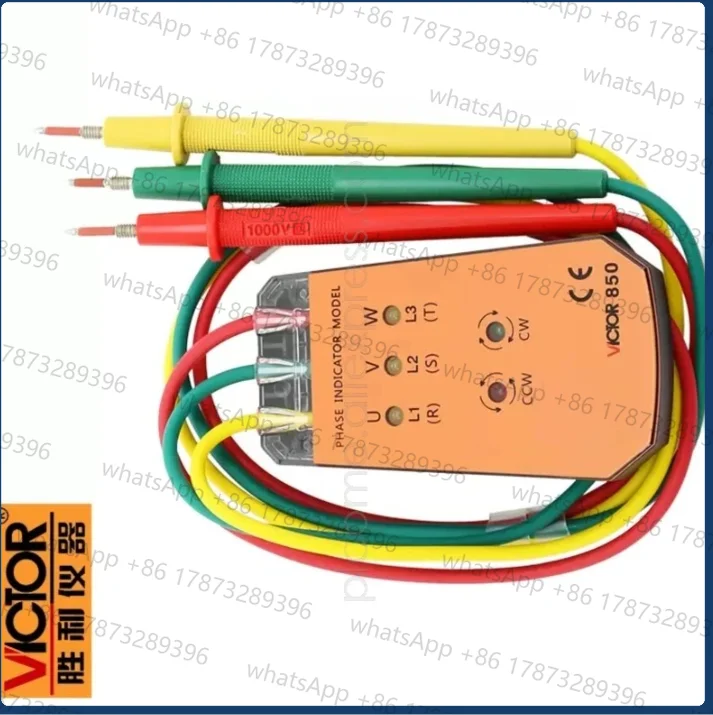 VICTOR VC850 850A Three-phase AC Phase Sequence Detector Cable Tracker Rotation Tester LED Indicator AC Voltage Meter