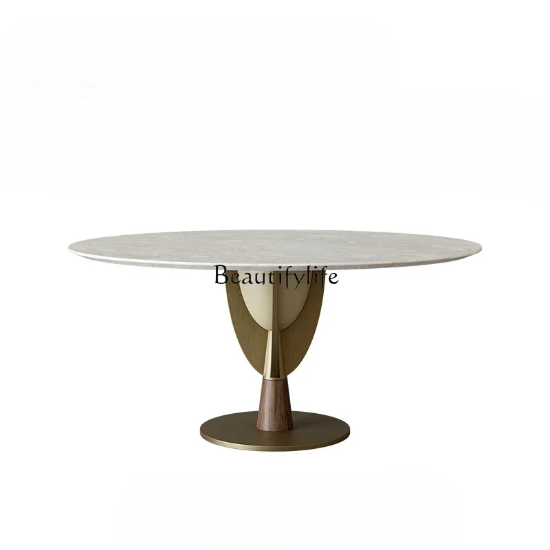 

XX39Natural marble dining table Italian modern simple light luxury creative luxury stone round table