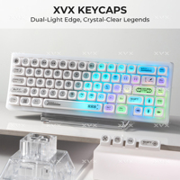 XVX Black See Through Keycaps Cats eye MAX Profile Dye-Sub PBT Keycap Set 136-Key Translucent Keycaps for 61/68/87/98/104/108 MX
