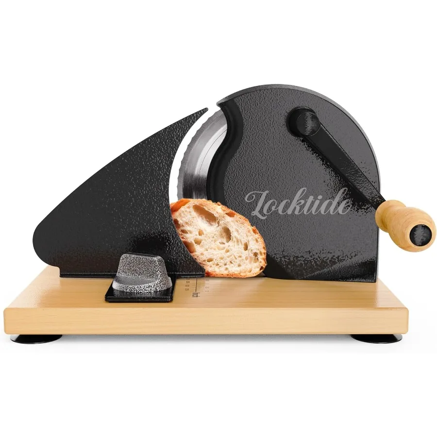 

Manual Bread Slicer for Homemade Sourdough Bread with Hand Crank Mechanism Built-in Scale Line for Precise Slicing Suction Cup